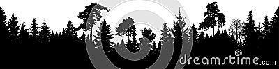 Forest silhouette vector. Scotch fir, Christmas Tree, spruce, fir, pine. Seamless panorama Vector Illustration